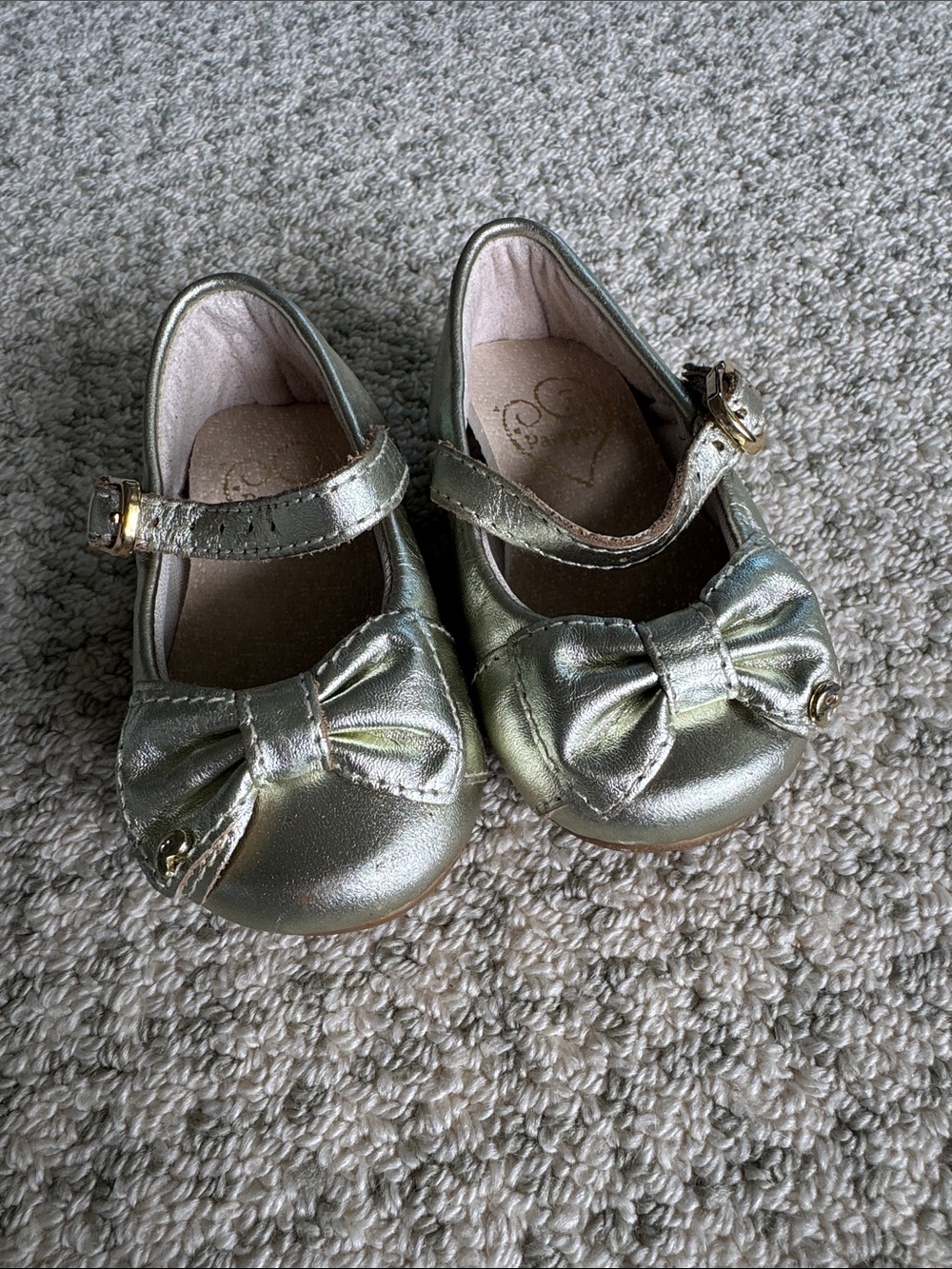 Pampili Metallic Gold Bow Mary Janes for Kids